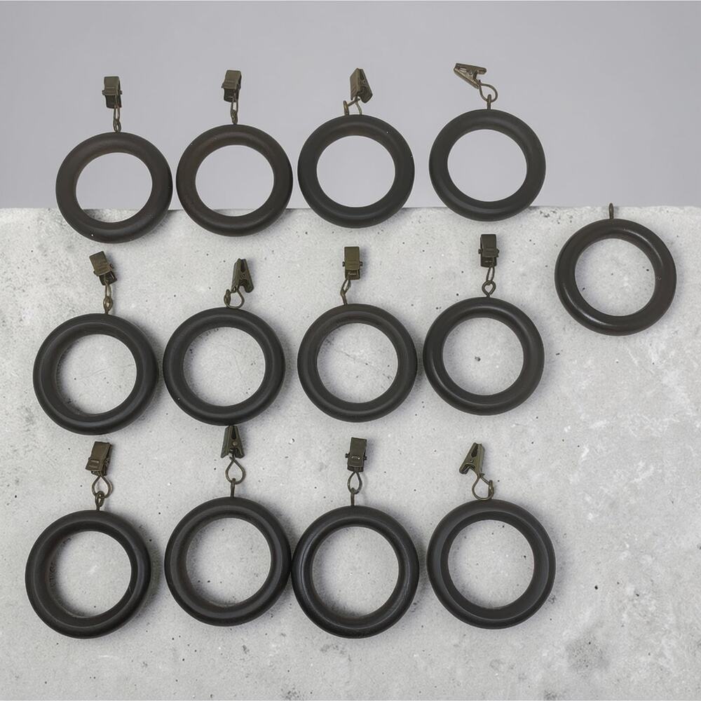 Lot 12 x Composite Drapery Curtain Rings Eyelets & Clips 1.75” ID 2.75" OD